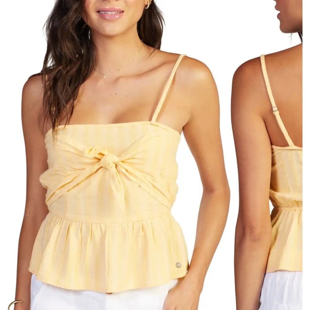 ROXY Very Sunny Textured Stripe Cotton Blend Peplum Top NWT in Medium - Picture 8 of 8